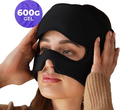 Ryce® Migraine Muts - Masker - Hoofd - Extra Dik 600G - Warmte & Koude Therapie - Hot Cold Pack - Pijn - Zwart Eyes
