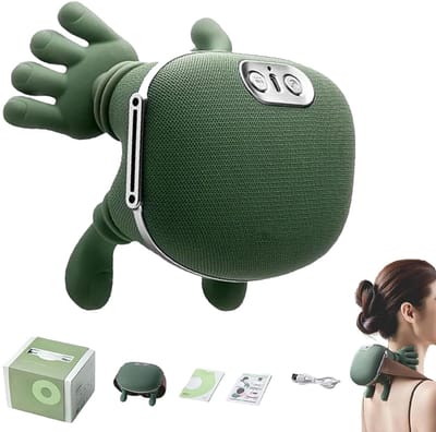 Massager - Simuleert handmassage - Oplaadbaar en draagbaar - Nek- en schoudermassager - Gericht op de trapeziusspier - Multifunctionele nek- en schoudermassager - Biedt een comfortabele spierontspanning - Mosgroen