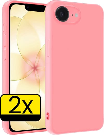 Hoesje - 2 Stuks - Geschikt voor Apple iPhone 17e - Sterk & Shockproof - Case Siliconen - Back Cover - Telefoon Hoes - Telefoonhoesjes - Lichtroze