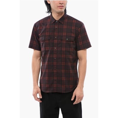 Geruit MESH-overhemd met korte mouwen in rood