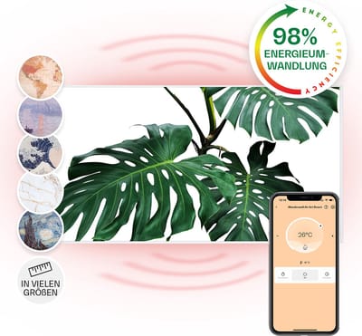 Klarstein Air Art Smart Infraroodverwarming, Infraroodverwarming met IoT/WiFi app-bediening, Openraamdetectie, Infraroodverwarming met thermostaat, CO2-vrije elektrische verwarming 700W