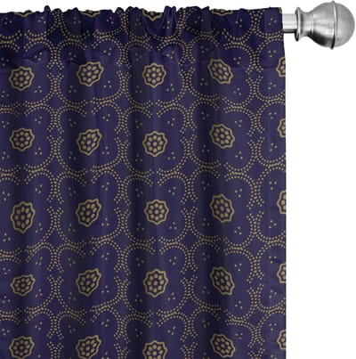 ABAKUHAUS Geometrische Dots – 2-delige gordijnset – 150x225 cm – Microvezel Indigo