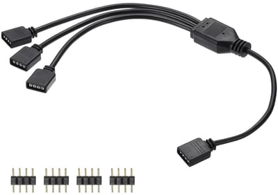 TOVBMUP 12V 4-pins RGB-splitterkabel - RGB-splitter - 1 vrouwelijk naar 3 mannelijk - 30 cm - Geschikt voor CPU-koelers en 12V RGB-ventilatoren