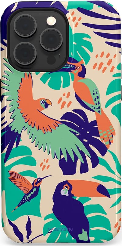 Casetastic Hoesje Geschikt voor Apple iPhone 15 Pro Max Magsafe - Stijlvolle Beschermende Duo-layer Case - Tropische Vogels
