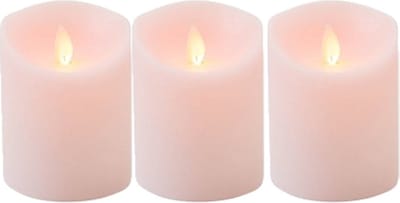 3x Roze LED kaars / stompkaars 10 cm - Luxe kaarsen op batterijen met bewegende vlam