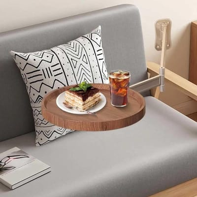 Kleine Ronde Tafel - Wandtafel Klapbaar - Ruimte Besparen - 720° Draaibaar - 31 x 32 cm - Walnoot