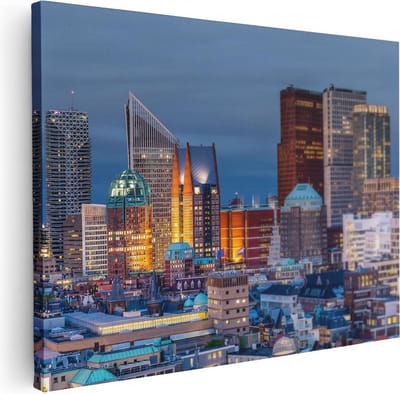 Artaza Canvas Schilderij Stad - 40x30 cm - Klein - Wanddecoratie Skyline - Muurdecoratie Woonkamer - Kamer Accessoires
