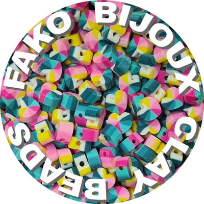 Fako Bijoux - 100 Klei Kralen Hartjes Regenboog - Polymeer Kralen - Figuurkralen - Kleikralen - 10mm - 100 Stuks