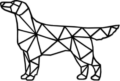 Hout-Kado - Flatcoated retriever - Medium - Zwart - Geometrische dieren en vormen - Hout - Lasergesneden