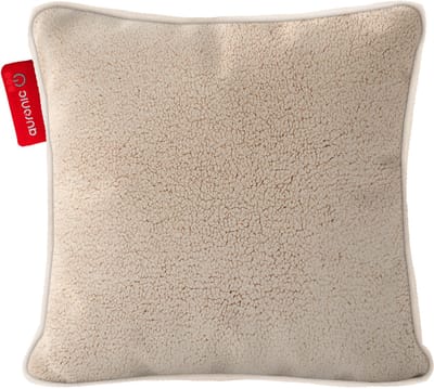 Auronic Warmtekussen - Sherpa Fleece - 45x45 - Draadloos - Oplaadbaar - Elektrisch kussen - Infrarood - Beige
