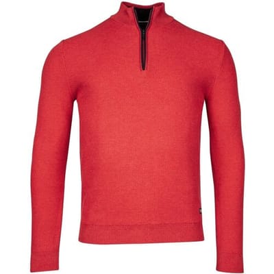 Baileys Trui Half Zip Structure Knit Combed Cotton Coral Melange / male
