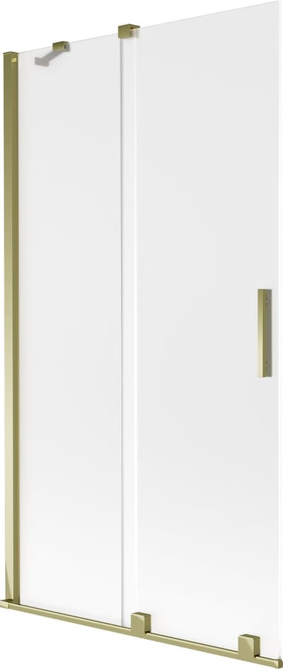 Mexen Velar badwand tweedelig schuifbaar 100 x 150 cm, ijsbloem, goud - 896-100-000-31-50