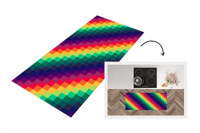 Keukenloper - Loper keuken - Regenboog - Patronen - Pixel - 120x50 cm - Keukenloper vinyl