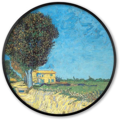 Poster in lijst Rond - Fotolijst 60x60 cm - Posters - De laan vlakbij Arles - Vincent van Gogh - Ronde posterlijst zwart - Decoratie - Wanddecoratie woonkamer - Muurdecoratie slaapkamer