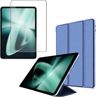 Geschikt voor OnePlus Pad / Oppo Pad 3 / Oppo Pad 2 Hoesje + Screenprotector – Gehard Glas Cover + Shock Proof Case – Blauw