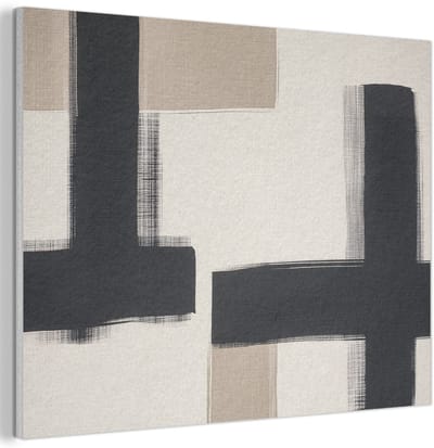 Akoestisch wandpaneel 100x70 cm - Vilt schilderij Zwart - Abstract - Japandi - Akoestische panelen - Geluidsdempende wanddecoratie - Geluidsisolatie woonkamer - Muurdecoratie geluidspanelen