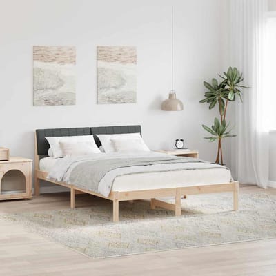 vidaXL - Bedframe - Bruin - en - donkergrijs - 135 - x - 190 - cm - Massief - grenenhout