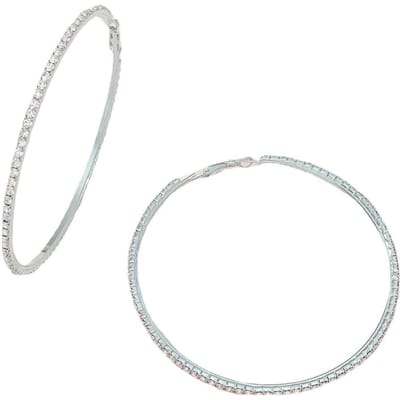 Flash Diamant 7CM Grote Ronde Oorbellen, Oorbellen, Geometrische Ronde Oorbellen. 2CM white