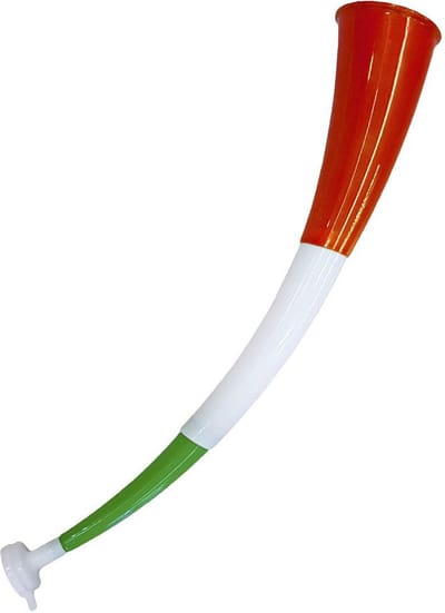 Funny Fashion Supporters blaastoeter met Italiaanse vlag kleuren - rood/wit/groen - kunststof - 56 cm - feestartikelen