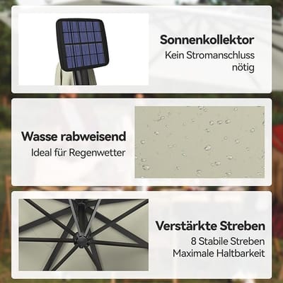 Tuinparasol Bellavero 300 cm Rond – Windbestendig & Geventileerd – UV-bescherming – Kantelbaar met Zwengel – Stabiel Aluminium Frame – Terras, Balkon & Tuin – Wit – Afmetingen op aanvraag – Bellavero