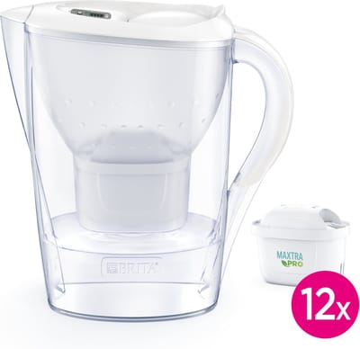 BRITA Waterfilterkan Marella Cool - 2,4L - Wit - incl. 12 MAXTRA PRO Pure Performance Waterfilterpatronen - Voordeelverpakking