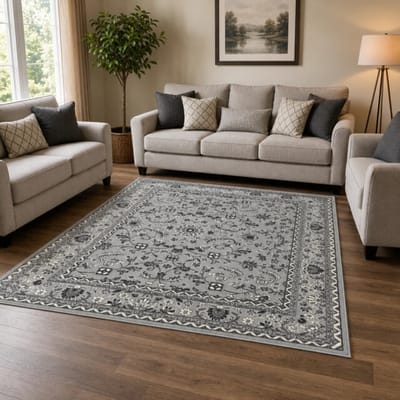 Muratap Nain klassiek vintage oosters vloerkleed zilver- 80x150 cm