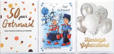 3 Wenskaarten - 50 JAAR Getrouwd - … Jaar Getrouwd – Hartelijk Gefeliciteerd - 12 x 17 cm – GET-304