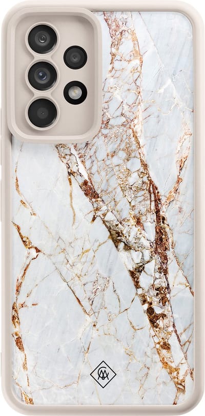 Casimoda® hoesje - Geschikt voor Samsung Galaxy A52 5G - Marmer Goud - Zwart TPU Backcover - Marmer - Goudkleurig