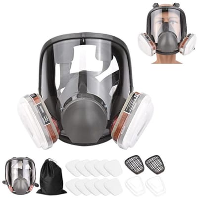 16 stuks - Herbruikbaar volgelaatsmasker - Gasmasker - Verfspuitstof - - Breed gezichtsveld - Geschikt voor verfspuiten, polijsten, lassen - Stoommasker - Brandweermasker