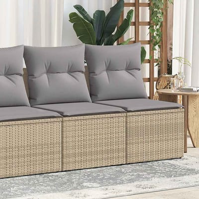 vidaXL - 2-delige - Loungeset - met - kussens - poly - rattan - acacia - beige