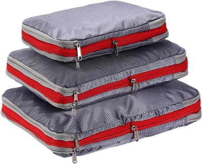 Reisverpakking Tassen - Opbergvakken - Bagage Organiseren - Dubbele Ritssluiting - 3 Stuks - Grijs