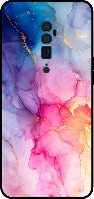 Smartphonica Telefoonhoesje Geschikt voor Oppo Reno 10X Zoom met marmer opdruk - TPU backcover case marble design - Regenboog geschikt voor Oppo Reno 10x Zoom