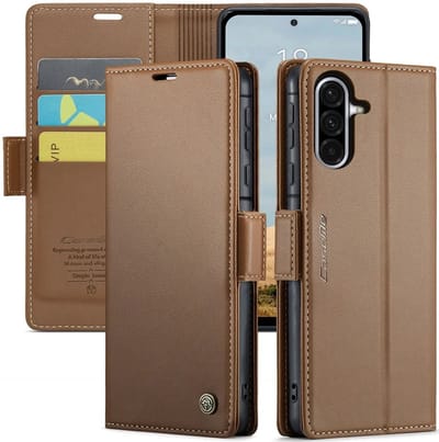 Hoesje geschikt voor Samsung Galaxy A36 - CASEME Litchi Texture Book Wallet Case - Bruin