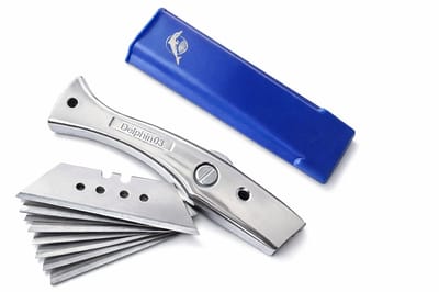 Delphin Professioneel Stanleymes - Incl. Kunststof Beschermhoes & 10 Reserve Rechte Mesjes