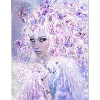 5D DIY Diamond Painting Cross Stitch Fairy Horse Handwerk Volledige ronde diamantborduurwerk 20X30CM white
