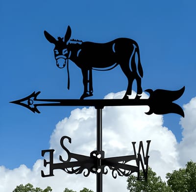 Metalen Windspinner met Dierenmotief - Smeedijzeren Tuin Decoratie voor Buiten - Ornament voor Daktuinen & Binnenplaatsen-Ezel-Belle‘s product-Belle's product