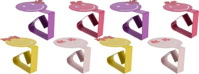 Decoris tafelkleedklemmen - 8x - smileys - roze - ijzer - 7 x 5 cm