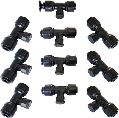 Vernevelsproeiers 10 stuks - Zwart 1/4 inch (6,3 mm) Sproeikop 0,3 mm - Terras Tuin Koeling