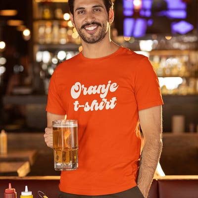 Oranje Koningsdag WK & EK T-shirt - Maat XS - Tekst Oranje T-shirt - Heren Feestkleding & Carnavalskleding
