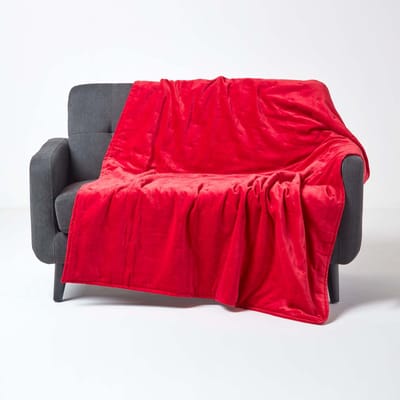 Homescapes Gewatteerde fluwelen deken rood – sprei van katoenfluweel, 125 x 150 cm