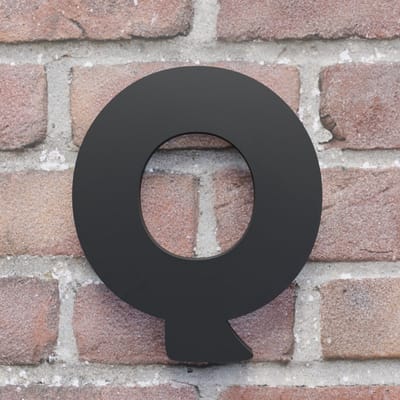 Huisnummer Berlin Q zwart - Huisnummerbord - 10 cm - Blinde bevestiging