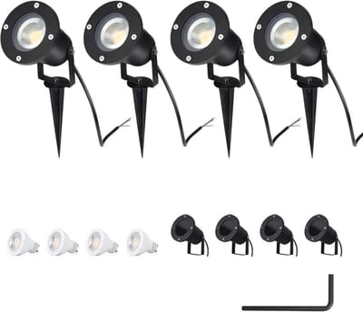 Set van 4 GU10 Tuin Spotlights met Grondpen, 5W LED Buitenverlichting, IP65 Waterdicht, Natuurlijke Wit 4000K, Perfect voor Paden, Bloembedden en Terrassen