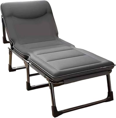 Opvouwbaar campingbed - Slaapbed volwassenen - Ontspannen buiten - 4-positie verstelbaar - 190x70cm - Grijs