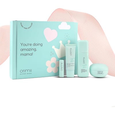 Orimii Je Doet Het Geweldig Zwangerschap Zelfzorg Cadeaubox 900g met Beenverlichtende Gel, Bodylotion, Lippenbalsem & Gezichtsmasker voor Aanstaande Moeders white