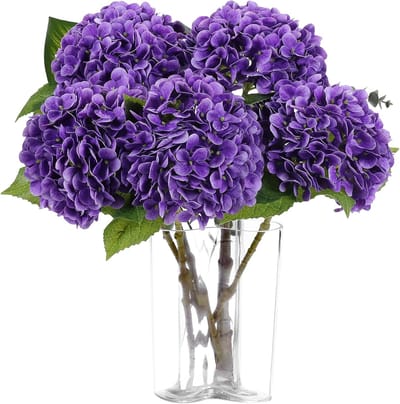 5x Kunstmatige Hortensia Bloemen Real Touch – 50 cm – Paars – Levensechte Hydrangea Takken – Decoratie voor Woonkamer, Bruiloft & Kantoor