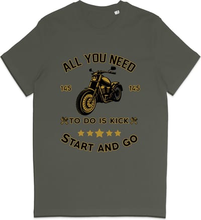 T Shirt Heren Dames - Motorrijder - Biker - Groen Khaki - XS