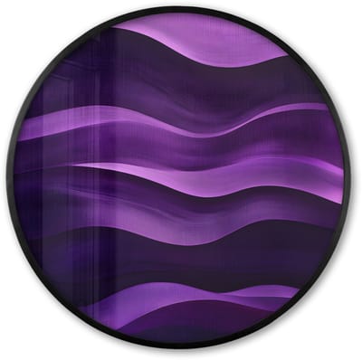 Poster in lijst Rond - Fotolijst 60x60 cm - Posters - Golven - Abstract - Paars - Ronde posterlijst zwart - Decoratie - Wanddecoratie woonkamer - Muurdecoratie slaapkamer