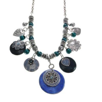 Behave ketting - Bloem- en hartvormige hangers - Mode accessoires - Nikkelvrij - 46 cm