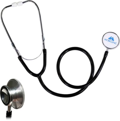 Mobiclinic FD-02 - Stethoscoop - Dubbele bell - MDR Certificaat - Verpleegkunidge accessoires - Stetoscoop - Aluminium - Hoge nauwkeurigheid - Zwart