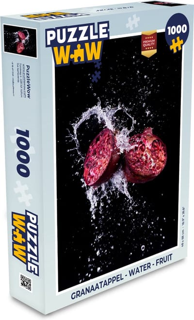 Puzzel Granaatappel - Fruit - Water - Zwart - Paars - Legpuzzel - Puzzel 1000 stukjes volwassenen